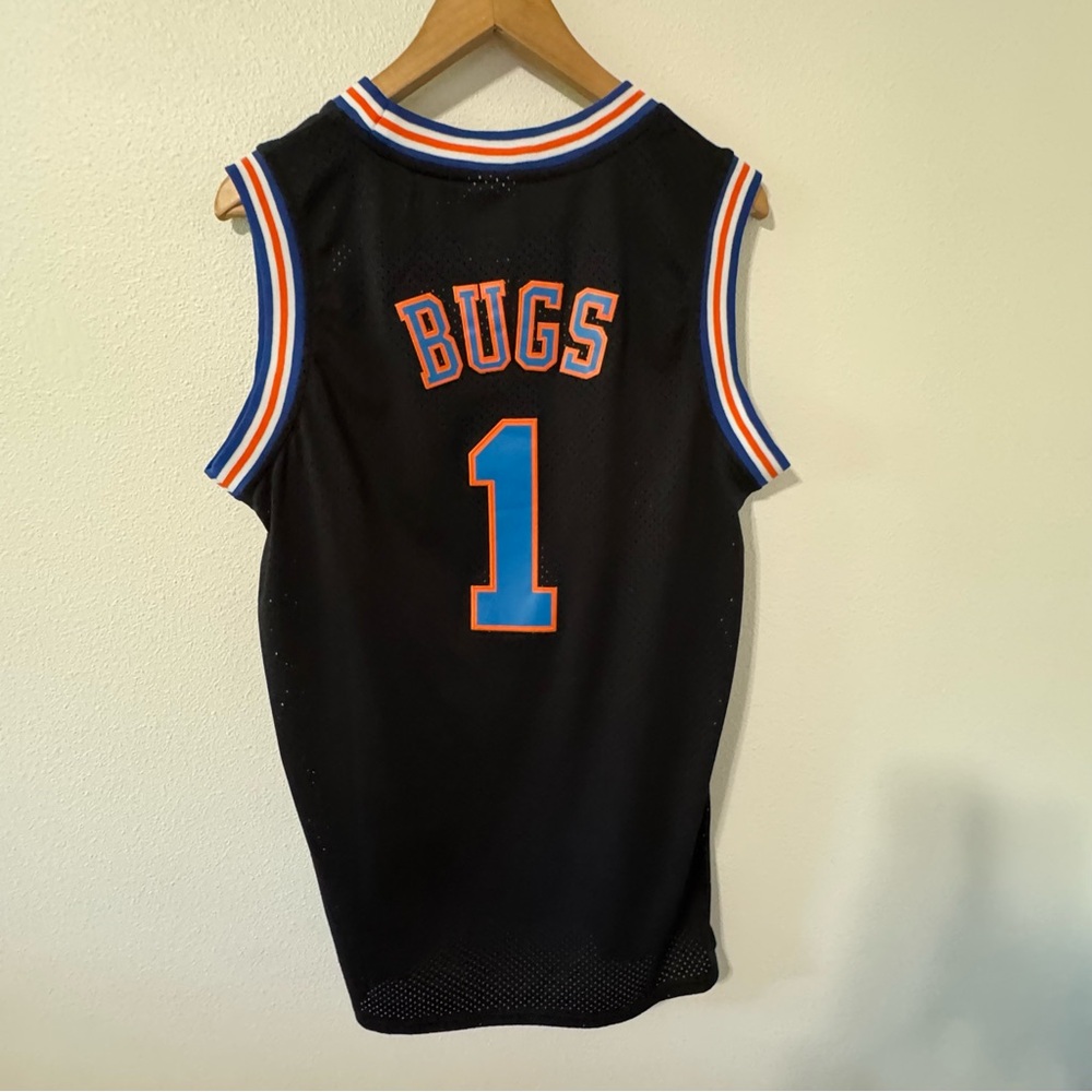 Vintage 90s Space Jam Bugs Bunny #1 Champion Basketball Away Jersey Black Mesh-M